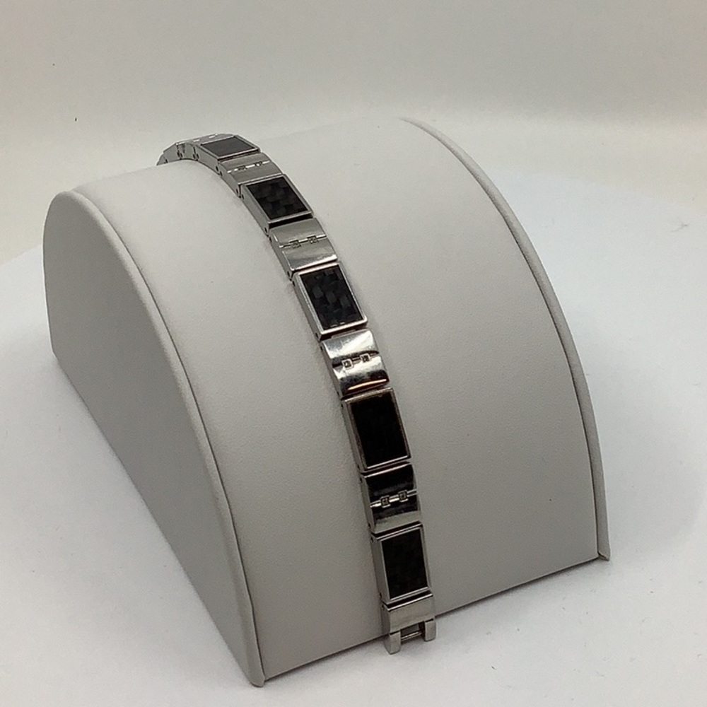 Men’s Diamond and Carbon Bracelet 8.5” (Stainless Steel)